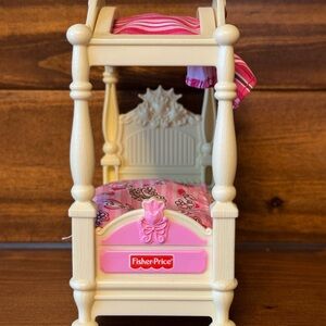 Fisher-Price playskool loving family Pink and Cream Doll Bed